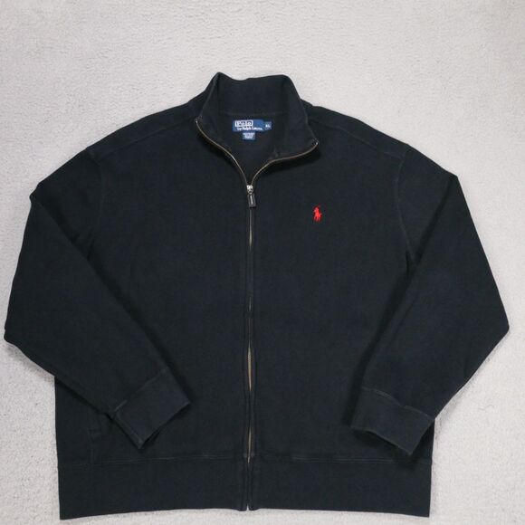 Polo by Ralph Lauren Other - Polo Ralph Lauren Men’s XL Black Full Zip Mock Neck Sweatshirt Red Pony Logo